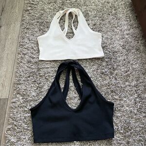 Set of 2 Urban Outfitters Cross-Back Sports Bra’s Size Medium Black/White